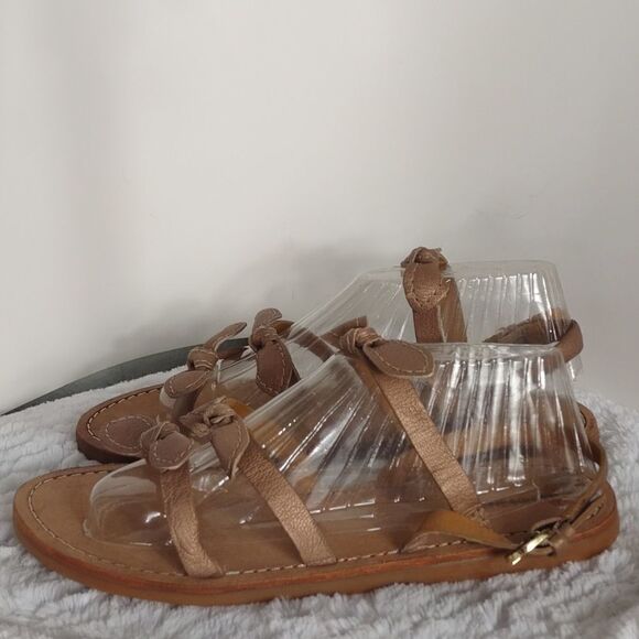 Lands End Rosegold Leather Strappy Bow Sandals - Picture 5 of 9
